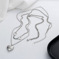 wholesale S925 Sterling Silver Fashion Double Layer Heart Letter Necklace European and American Style Personalized Design Pendant Necklace for Women-0-2