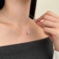 wholesale S925 Sterling Silver French Hit Women's Necklace with 8A Cubic Zirconia Square Ice-Cut Pendant, Elegant Design Collarbone Chain-0-3