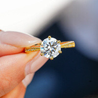 S925 Silver 6-Claw Ring with 8mm Round 2ct Moissanite.-2CT (set with zircon)  8 yards