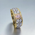 wholesale S925 Silver Plated Pink Diamond 3*5mm Pear-Shaped Electroformed Gold Ring, Daily Fashion Minimalist Style-0-3