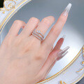 wholesale S925 silver new style layered coiled teardrop ring snake-shaped full diamond row ring ISN fashion item-0-3