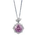wholesale S925 Sterling Silver 10mm Rose Purple Pendant Rose Petal Necklace for Women, Fashionable Style for Live Streams-0-4
