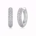 wholesale S925 Sterling Silver Three-Row Diamond Semi-Hoop Earrings with Ultra-Sparkling Diamond Accents, Fashionable and Versatile Trendy Earrings for Women-0-4