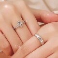 Sterling Silver Moissanite Classic Closed Crown Couple Rings for Wedding-0-0