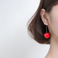 wholesale S925 Sterling Silver Women's Forest Style Fashion Cherry Earrings, Elegant and Lady-like Long Drop Ins Korean Version Earrings G4325-0-2