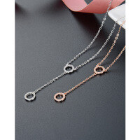 wholesale S925 silver full diamond rose gold hollow circular Korean Dongdaemun elegant and graceful women's necklace wholesale-Rose gold necklace 925 silver