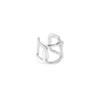 wholesale S925 Sterling Silver EA580 Korean Version Ins Minimalist Geometric Square Hollow-Out Ear Cuffs for Non-Pierced Ears-Silver [single] 925 silver