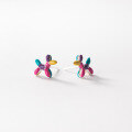 wholesale S925 silver Korean-style colorful resin puppy stud earrings, simple cute and unique earrings for women M02638-0-3