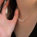 wholesale S925 Sterling Silver Geometric Inlaid Flash Pendant Necklace for Women, Ethereal Ins Minimalist Advanced Sense Delicate Collarbone Chain Trendy-0-0