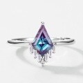 wholesale S925 sterling silver European and American new trendy personalized minimalist kite-cut lab-grown alexandrite ring for women cross-border hot purchase-0-2
