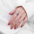 wholesale S925 Sterling Silver Retro Pattern Edged Six-Character Mantra Scripture Wide Matte Finish Open Ring-0-3