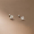 wholesale S925 Sterling Silver Forest-style Sweet Maple Leaf Threaded Stud Earrings, Unique Design Everyday Wear Accessories M05122-0-2