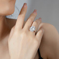S925 Silver Moissanite Ring Women's Luxury Setting Fancy Shape Emerald Cut Rectangle 4 Carat-0-1