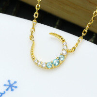 wholesale S925 Silver New Star Moon Necklace Natural Stone Moon Short Collarbone Chain for Women Pendant Jewelry Dropshipping-Moon Necklace 925 Silver