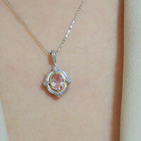 wholesale S925 Sterling Silver Pink Mermaid Ins Mother of Pearl Pendant Cherry Blossom Necklace, Stylish and Versatile Light Luxury Women's Trend-BX0158-Platinum-Gold 925 Silver