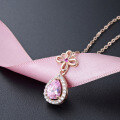 wholesale S925 silver rose gold-plated Korean fashion elegant and creative floral teardrop pendant necklace-0-1