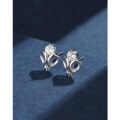 wholesale 925 Sterling Silver Minimalist Light Luxury Small and Unique High-end Heart-shaped Stud Earrings for Pierced Ears with Zircon-0-2
