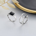 wholesale S925 silver irregular geometric black enamel ring,-0-0