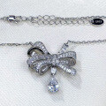 wholesale S925 Silver Bow Necklace with Pendant, Zhuo Zhifan Jewelry New Light Luxury Fashion European and American Women's Hot Seller-0-1