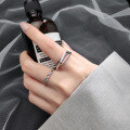 wholesale S925 Silver Nalan Ring for Women, Korean Style Personality Thai Silver Vintage Minimalist Cross Twist Hand Jewelry J5291-0-1