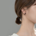 wholesale Metal S925, black matte circular ear clips for women, Korean-style minimalist wide geometric hoop earrings E7163-0-0