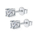wholesale 925 Silver Classic Four-Prong Fashion Light Luxury Moissanite Stud Earrings, Live Supply Chain, Spot Wholesale 05-1 Carat-0-4