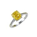 wholesale S925 Sterling Silver 125 Carat Cushion Cut Yellow Diamond Ring Square Simulated Diamond Ring Women's Engagement Ring-0-4
