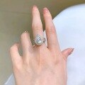 wholesale S925 Sterling Silver with Simulated High Carbon Diamond New Luxury Halo Pear-Shaped 7*10mm Teardrop Ring for Women-0-2
