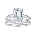 wholesale S925 Sterling Silver 3-Carat Square Moissanite Women's Ring Set, Premium Silver Jewelry-0-17