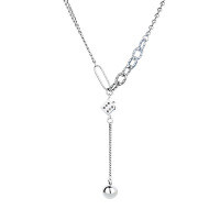 wholesale S925 sterling silver spliced chain dice pendant small bead tassel necklace Korean-style niche design sense sweater chain-263L/approximately 18.93g>925 silver