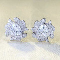 wholesale S925 Silver New 7*7mm Fat Triangle Simulated Diamond White Diamond Stud Earrings for Women, Simple and Stylish Design-0-0