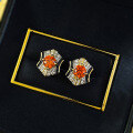 wholesale 925 Silver Gold Plated Live Xiaohongshu Style 50-Piece Medium Vintage Fanta Orange Ear Studs Simple Fashion Versatile Hot Sale-0-3