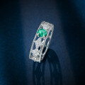 wholesale S925 Silver Cross-Border Hit Round 45mm 05ct Synthetic Emerald Versatile Commuter Ring-0-1