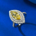 wholesale 925 Silver New Style 6*13mm Marquise Yellow Diamond Ring for Women with Luxurious-Style Setting-0-2