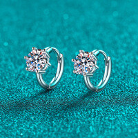 S925 Sterling Silver Moissanite Six-Prong Solitaire Stud Earrings, Simple and Versatile-5mm zircon  925 silver