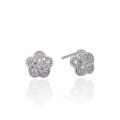 wholesale S925 Sterling Silver Korean Minimalist Style Fashion Accessories Zirconia Floral Earrings with Diamond Accents for Women-0-4