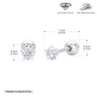 wholesale 925 Sterling Silver Five-point Star Zircon Studs Earrings For Women-925 silver plating with platinum-3m 925 silver