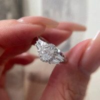 wholesale S925 Sterling Silver 5*7mm Zircon 1 Carat Oval High-End Luxe Setting Ring for Women-R1338 White Diamond Ring Size 6