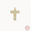 wholesale S925 Sterling Silver Luxury 26-Letter Colored Diamond Initial Pendant, Cross-Border Choker Necklace for Women-0-24
