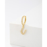 wholesale 925 Sterling Silver Amazon Cross-border Single Alphabet Earrings for Women, Fashion Hoop Ear Cuff, Versatile Ear Accessories-U single>925 silver