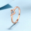 wholesale S925 Sterling Silver Champagne Gold Plated Moissanite Heart Ring, Petite and Minimalist for Versatile Styling-0-1