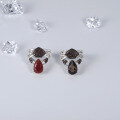 wholesale S925 Silver Original Adjustable Red Agate Ring with Crab Design, Niche Style, Natural Gemstone-0-1