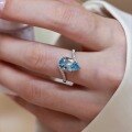 wholesale S925 Sterling Silver All-Over Red Elk Drop Aqua Zircon Ring, Gentle Temperament, Fashionable and Versatile, Niche Light Luxury Hand Accessory-0-2
