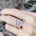 wholesale S925 Silver Zhuo Zhifan Jewelry New 4*6mm Ruby Snake Ring for Women,Ins Style-0-1