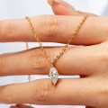 14K Gold Plated 925 Silver Moissanite Pendant Necklace for Women, Cross-Border Supply-0-1