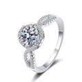 wholesale Pt950 plated S925 sterling silver ring with 1 carat moissanite, delicate and luxurious ready-to-ship wholesale-0-4