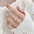 wholesale S925 Sterling Silver Simple Korean-style Bow Twist Fresh and Cute Trendy Open Adjustable Ring for Women-0-1