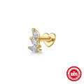 wholesale S925 Sterling Silver Marquise Zircon Love Flat Threaded Cartilage Ear Bone Stud, Hot-selling Cross-border European And American Ear Jewelry-0-6