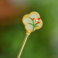 wholesale Pure silver gold-plated and cold enamel New Chinese-style antique cheongsam Hanfu updo accessories hairpin hair stick with step shake and Hetian jade-0-8