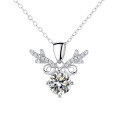 wholesale S925 Sterling Silver Moissanite Antler Pendant Necklace, "Deer to Have You" Minimalist Collarbone Chain, Wholesale from Manufacturer-0-4